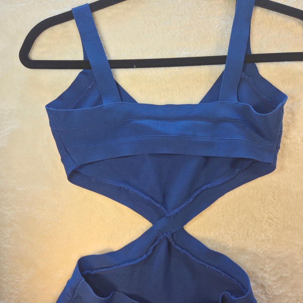 BCBGMAXAZRIA Royal Blue Bandage Cutout Mini Dress XS Crisscross A-Line Cocktail - Picture 6 of 12